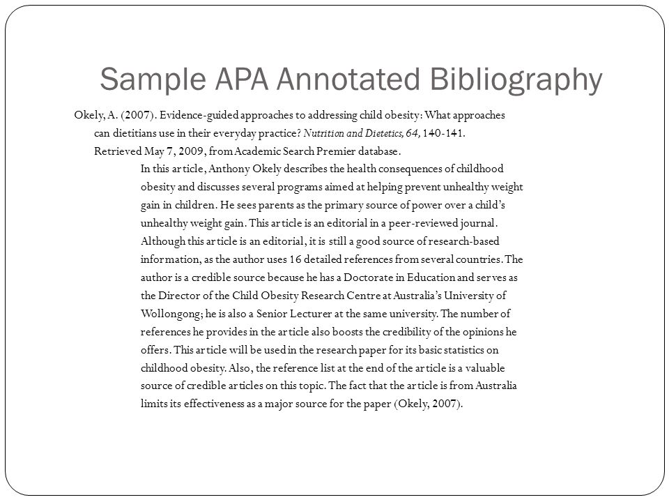 Cite write annotated bibliography